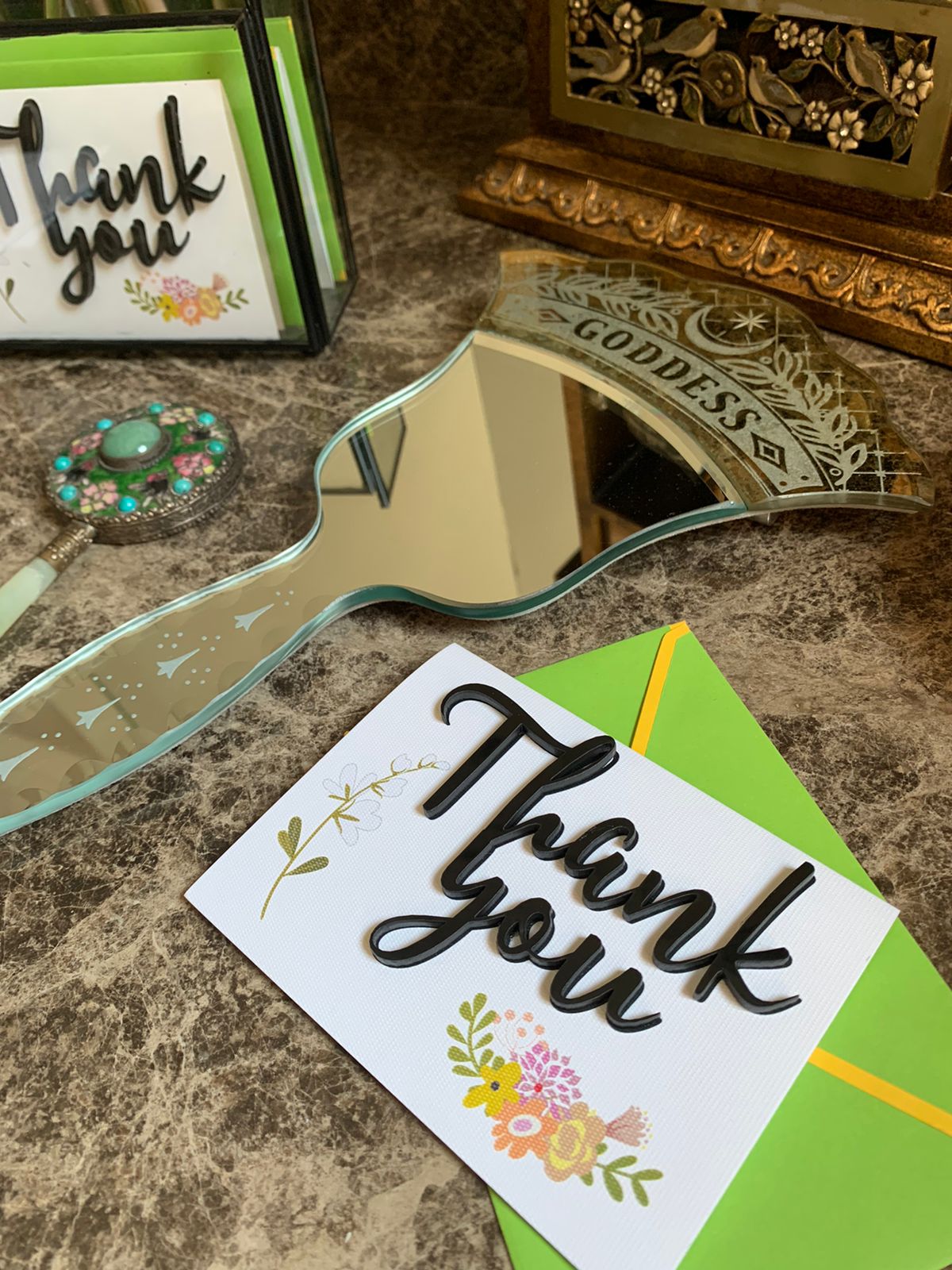 Tarjeta Thank you Flores Relieve Mediana