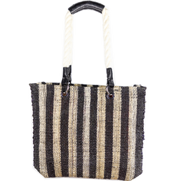 Bolsa Xi Beach bag Rayas Negras asas cuerda con piel