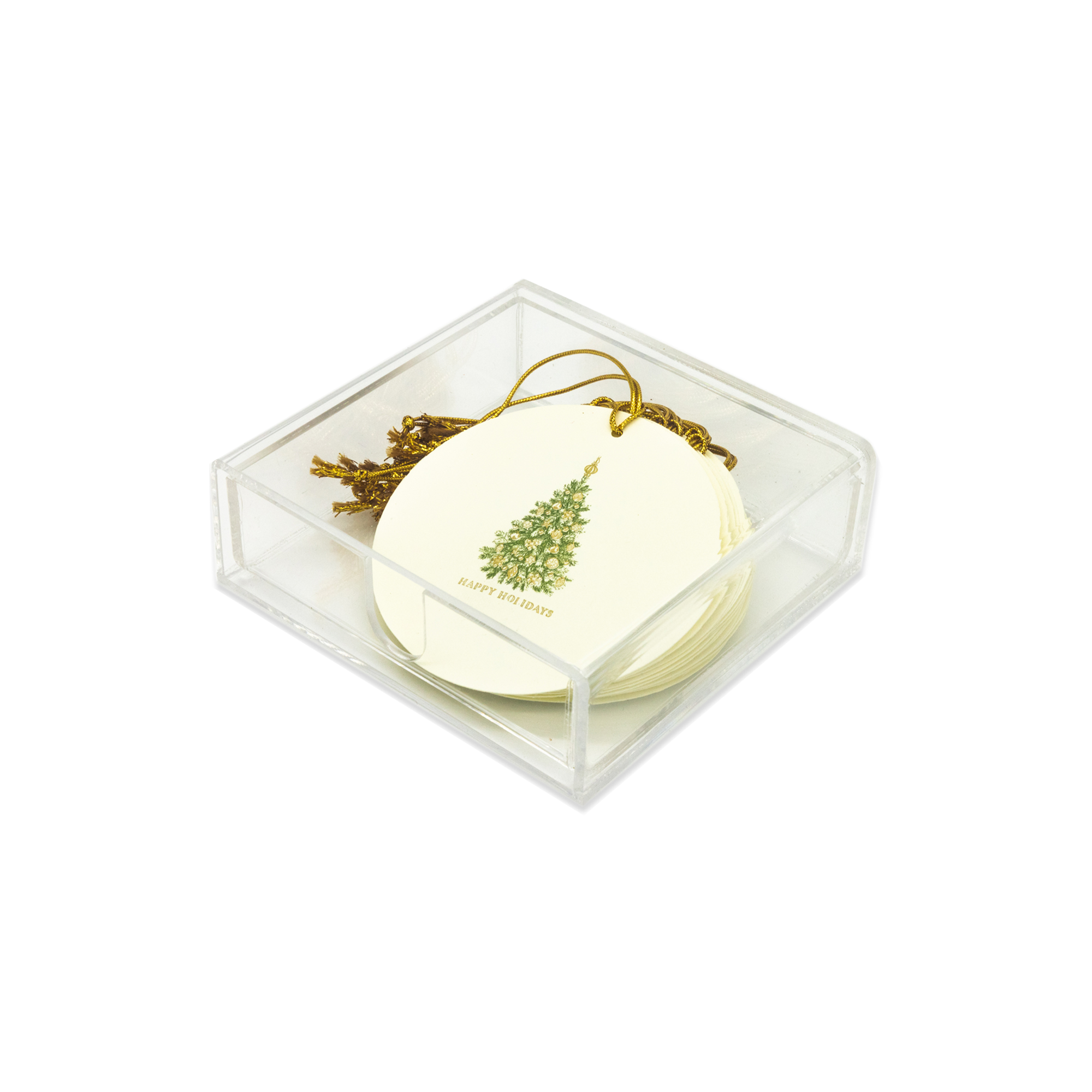 Caja Acrílico Medallones Árbol Navidad