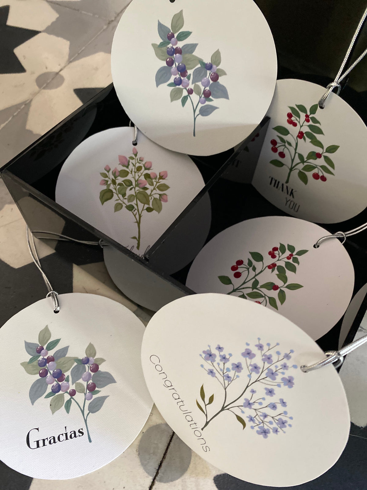 Botanical Medallions with Phrases