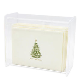 Caja Acrílica con Tarjetas y Sobres Árbol Navidad - Personalizable