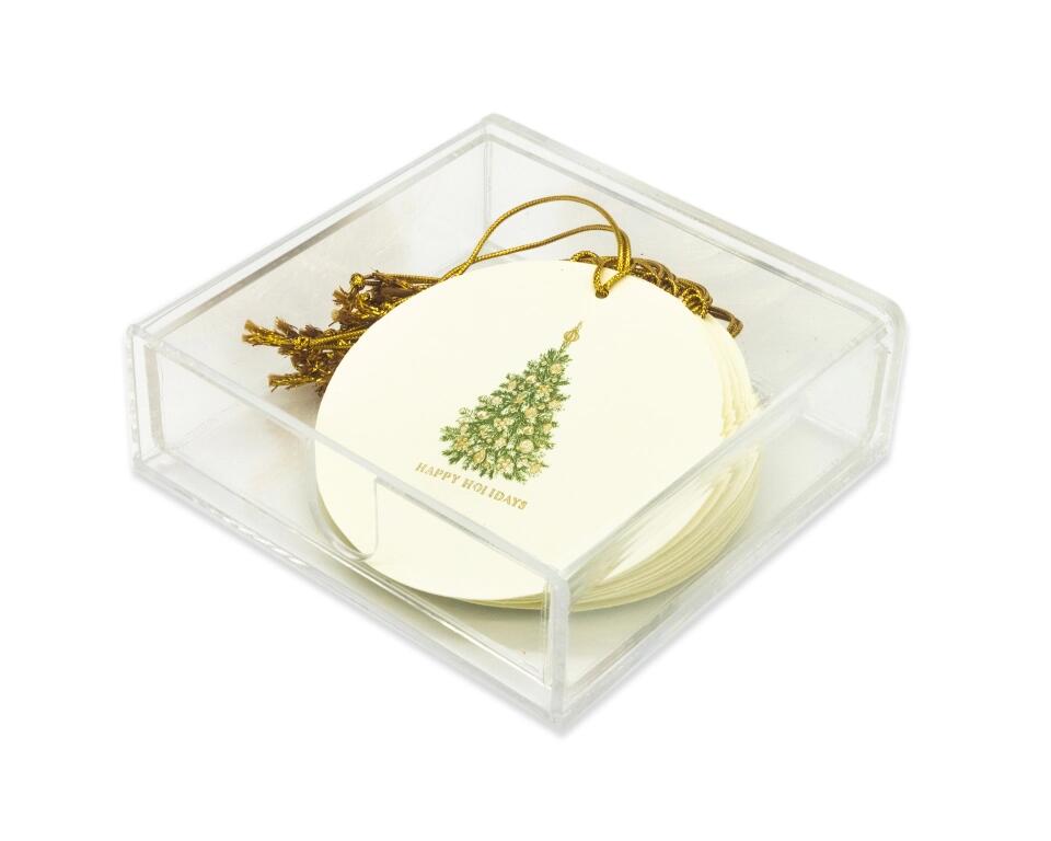 Caja Acrílica con Medallones Árbol Navidad - Personalizable