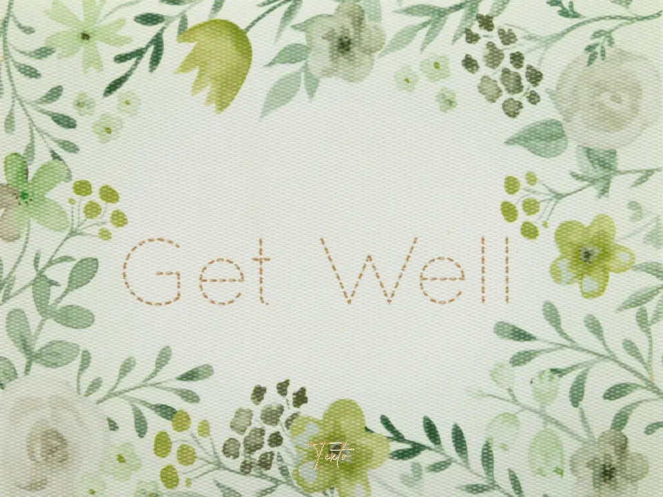 Tarjeta Flores Acuarela "Get Well" Mediana Doble - Personalizable