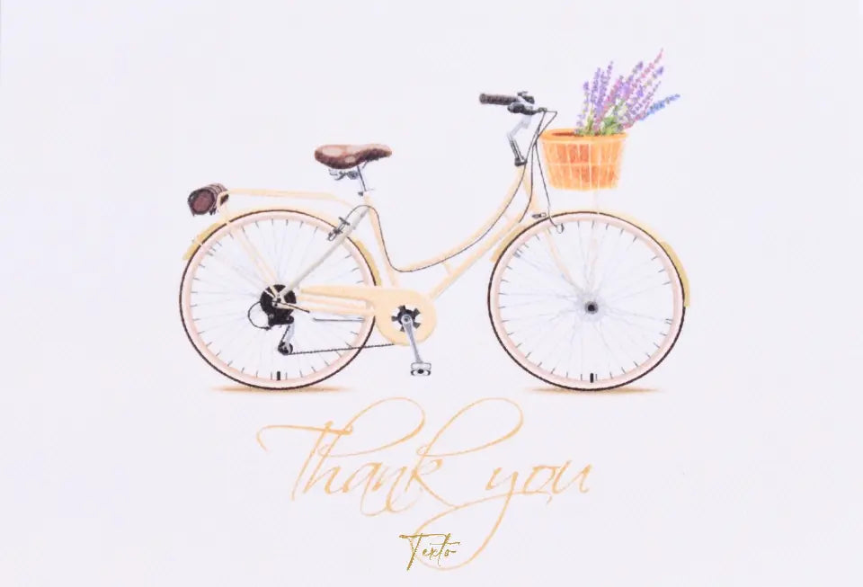 Tarjeta Bicicleta "Thank you" Mediana Doble - Personalizable