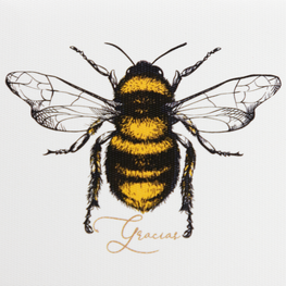 Producto Ready to wear/Listo para llevar - Tarjeta Mediana Doble (12 x 9 cm) Modelo ABEJAS GRACIAS en Impresión Digital. Plecado y refinado  artesanalmente a mano. En papeles de alta calidad lisos o texturizados. Hecho a mano en México Paquete con 30 piezas.