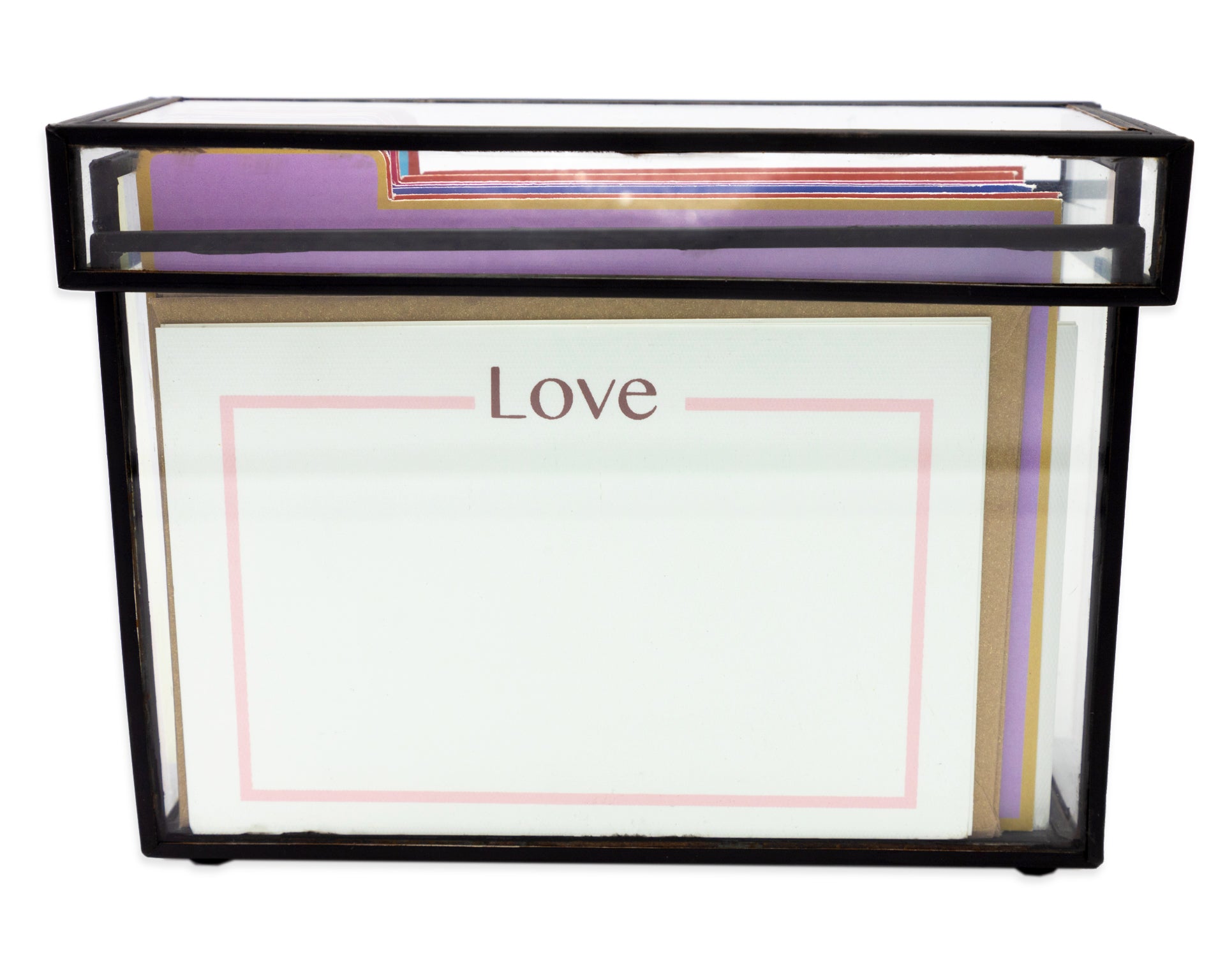 Caja Vidrio  Love Box con Tarjetas y Sobres
